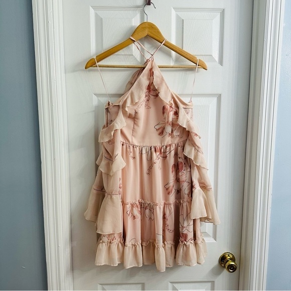 Two Sisters Dress Mini Pink Ruffle Floral Dainty Coquette Long Sleeve Small - Picture 5 of 7